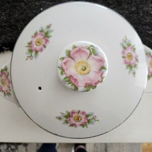 Vintage HALL China White tab handled drip jar with lid made in USA